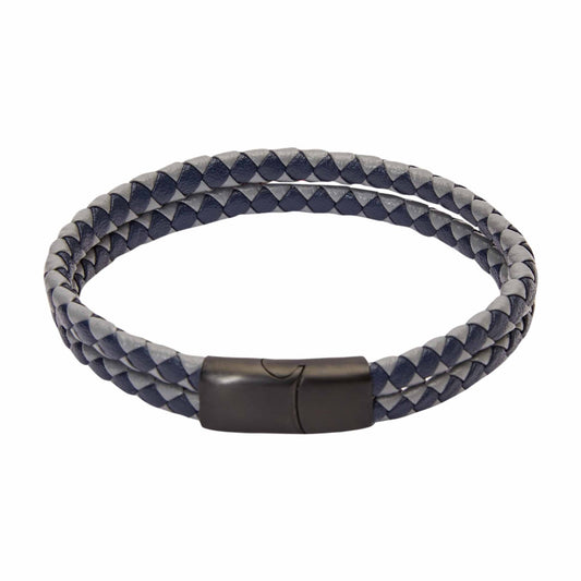 Crystals by HCA-Armband-VIRO-dubbel leer-blauw