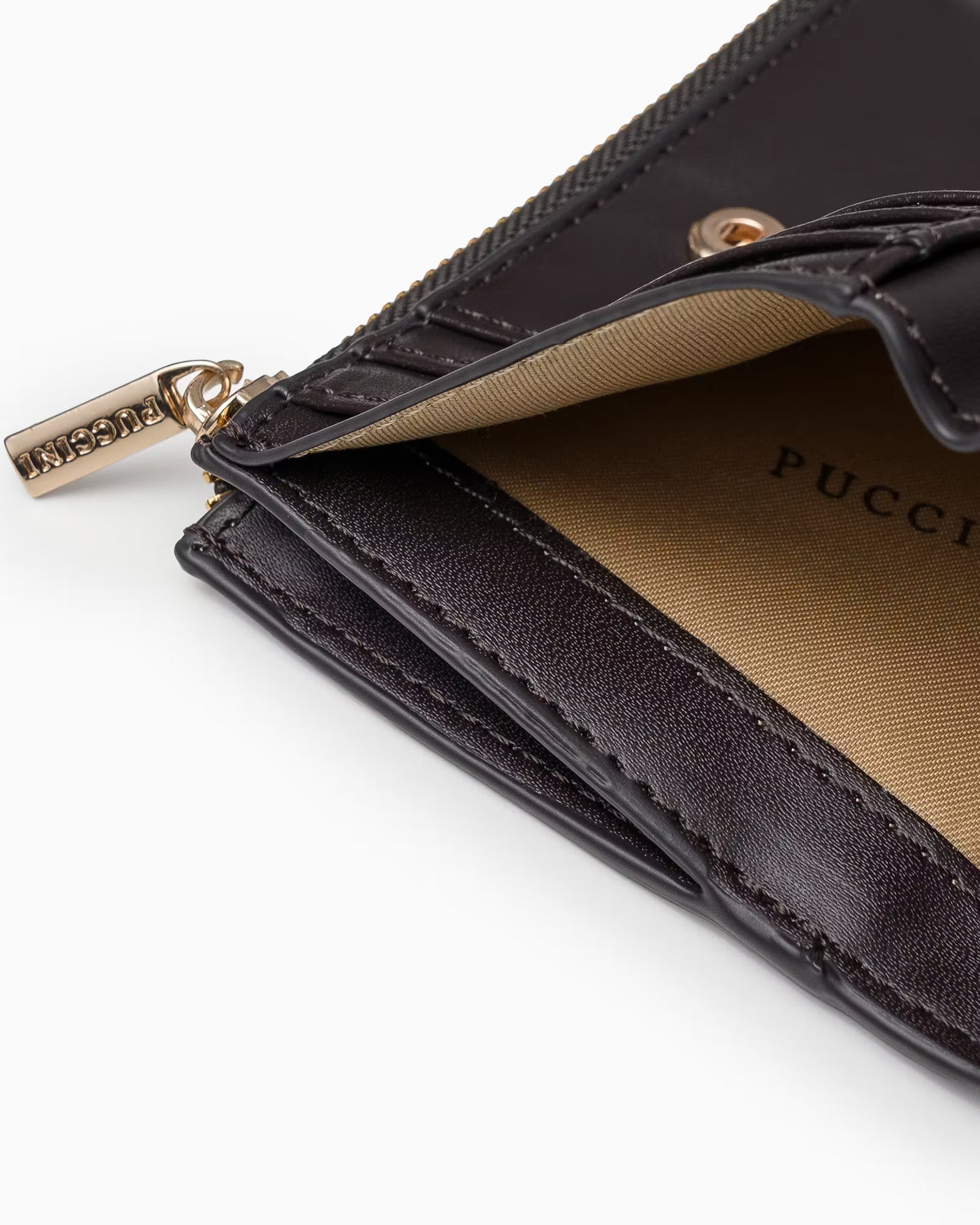 Puccini-Kleine damesportemonnee met monogram, bruin