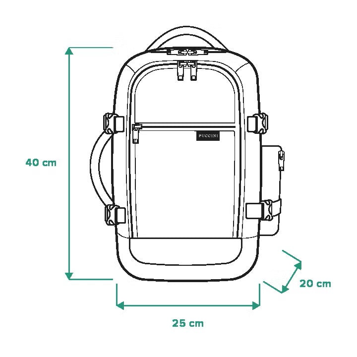 Puccini rugzak - 3 in 1 - 40x25x12-20 cm - formaat aanpasbaar - zwart - Wizzair - KLM- Ryanair - handbagage
