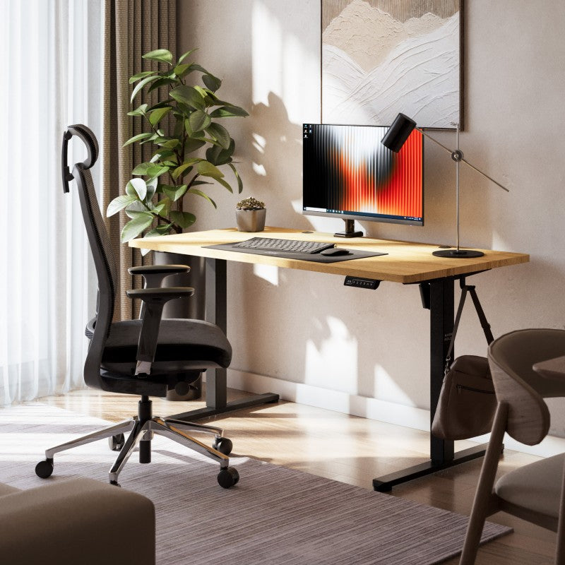 Mark Adler-Bureau-Leader 7.3-140x70 cm-Elektrisch verstelbaar-Zwart/hout
