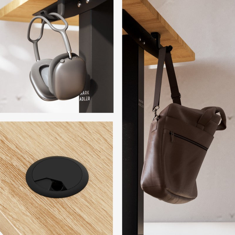 Mark Adler-Bureau-Leader 7.3-140x70 cm-Elektrisch verstelbaar-Zwart/hout