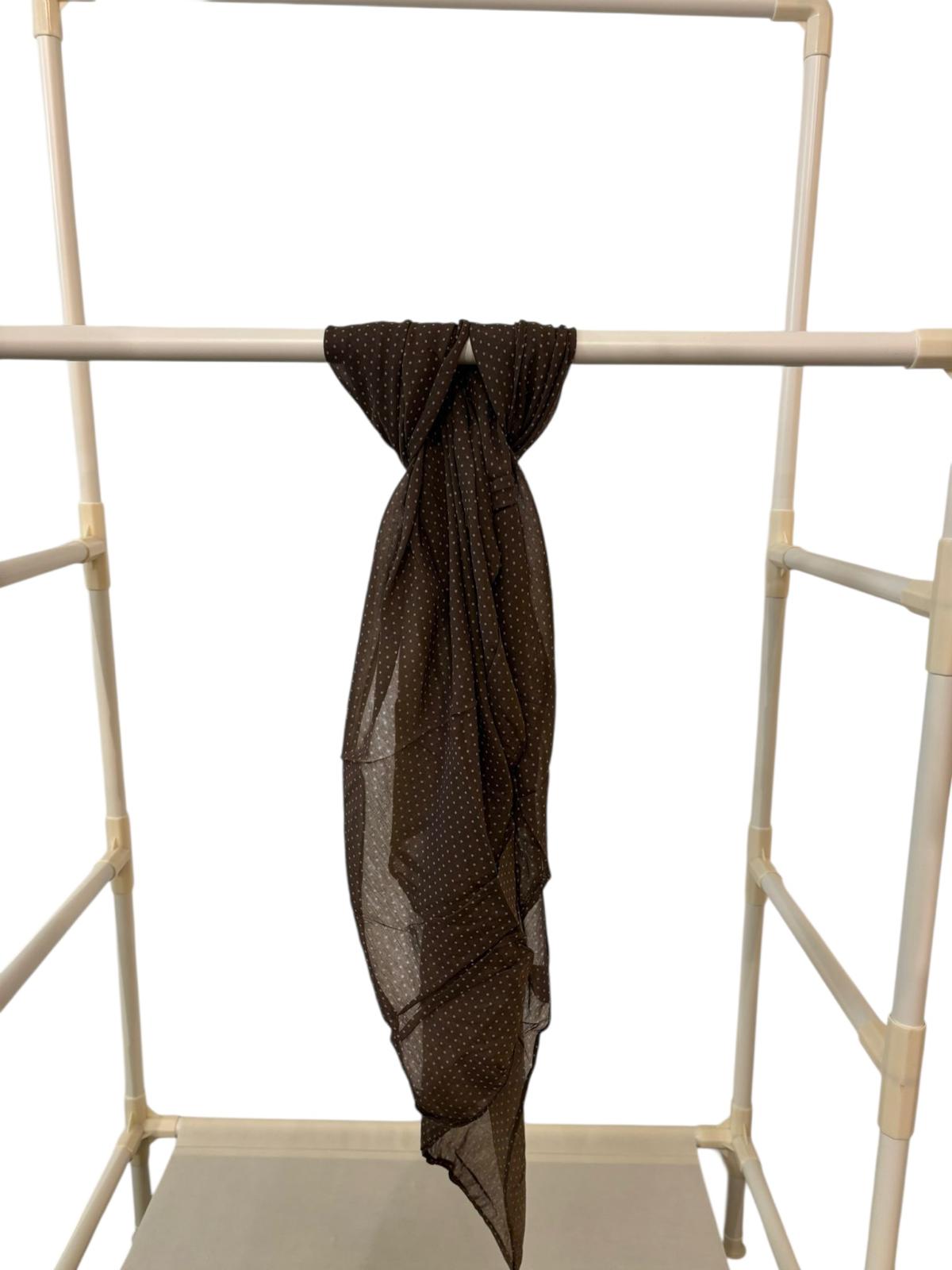 Sjaal-Katoen-Zijde-Italiaans-donkerbruin met stippen