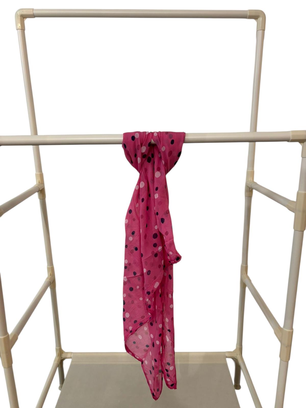 Sjaal-Katoen-Zijde-Italiaans-donkerroze met grote stippen