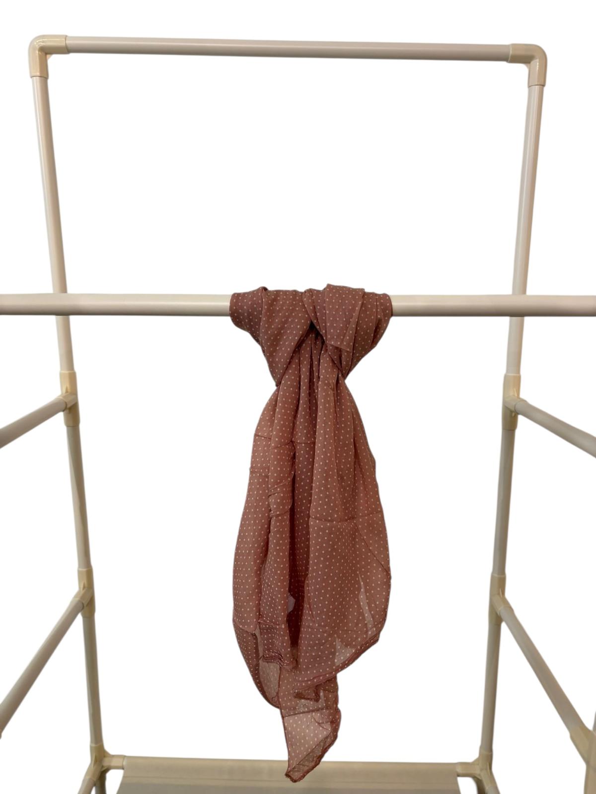 Sjaal-Katoen-Zijde-Italiaans-donkerroze met witte stippen