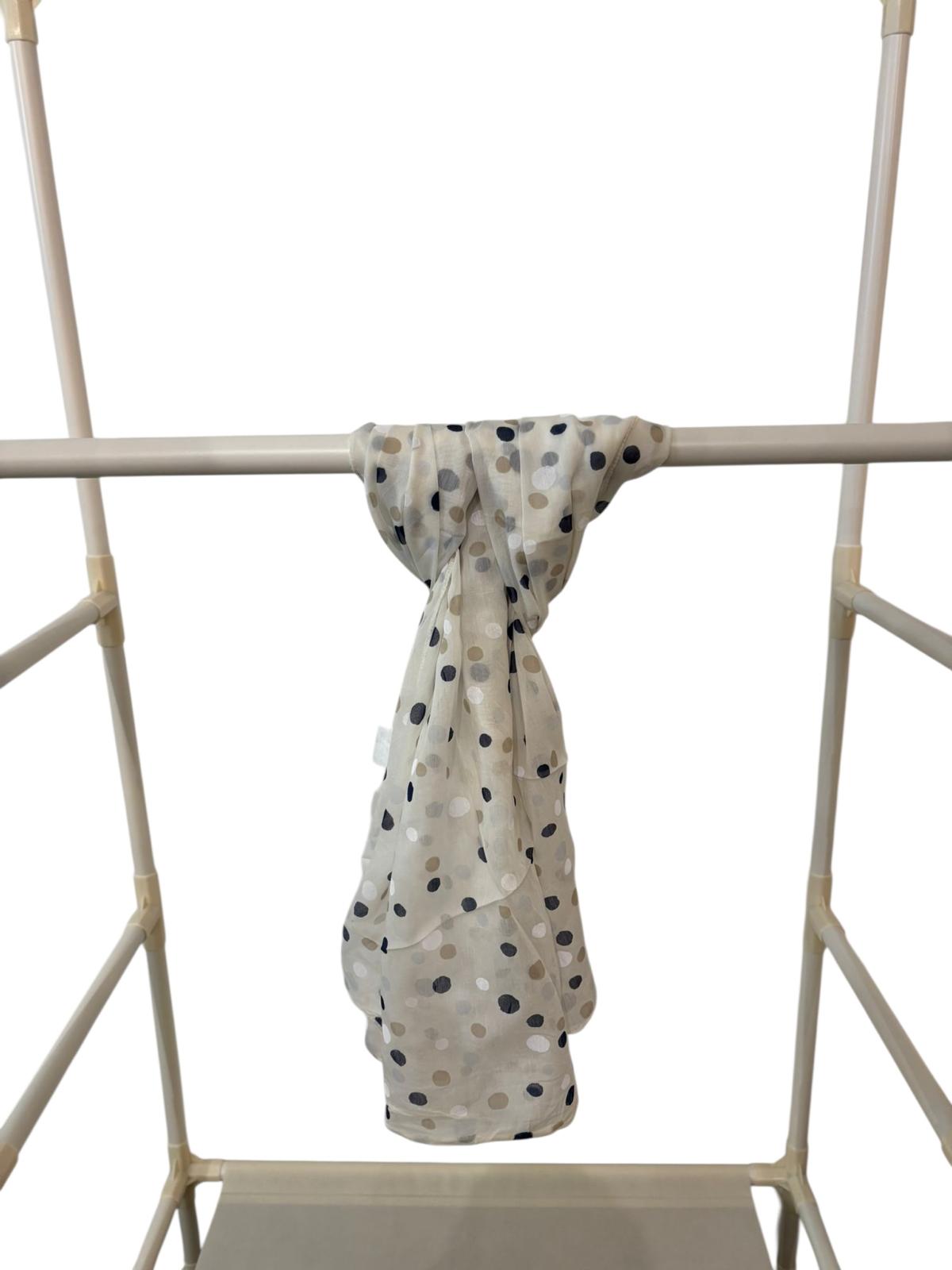 Sjaal-Katoen-Zijde-Italiaans-grijs met grote stippen