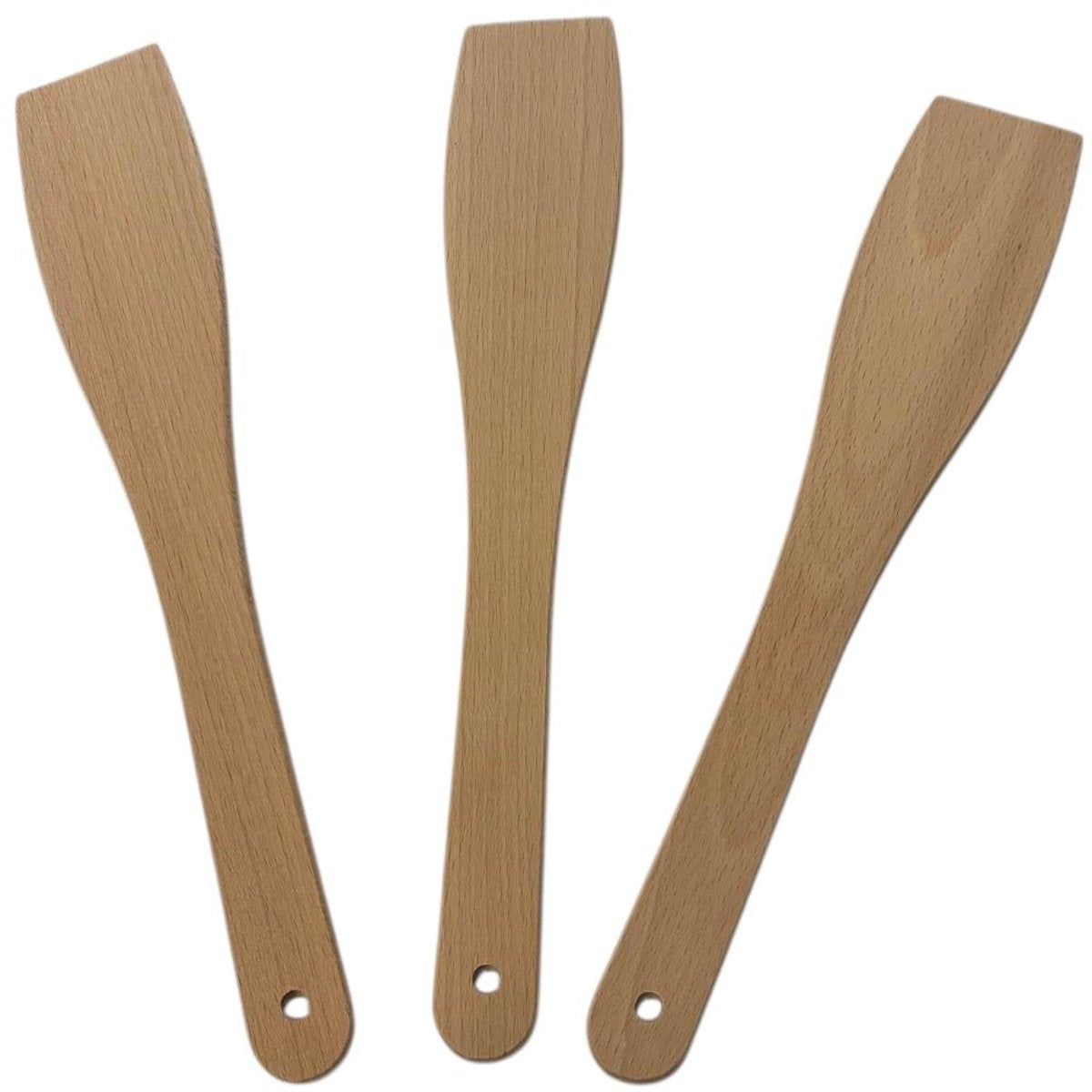 Houten spatel - bakspaan- bakspatel - set van 3 stuks - 30 cm - beukenhout
