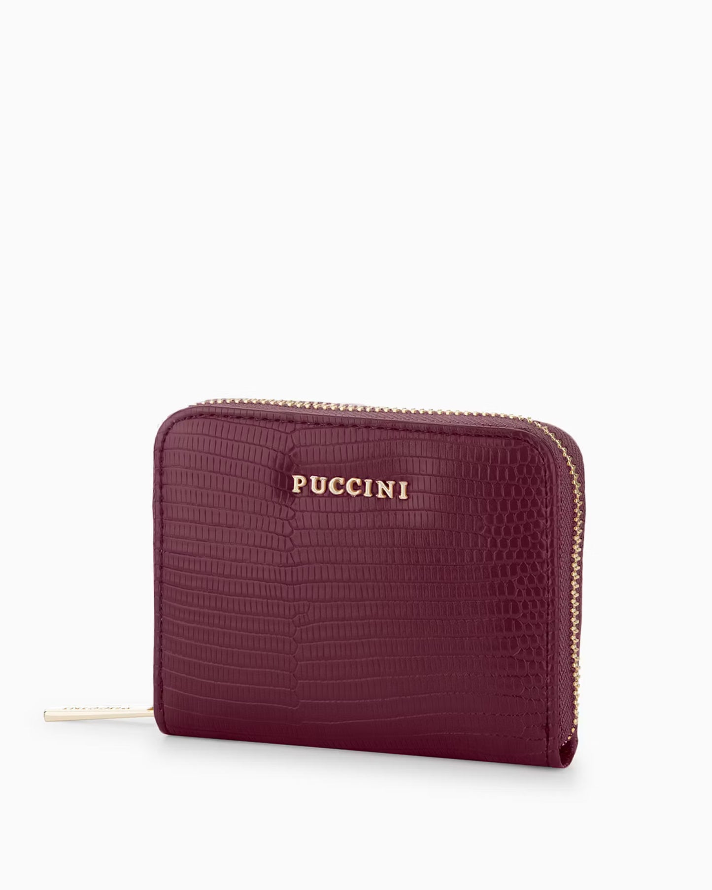 Puccini-Portemonnee voor dames van eco-leer met een bordeauxrode lizardtextuur