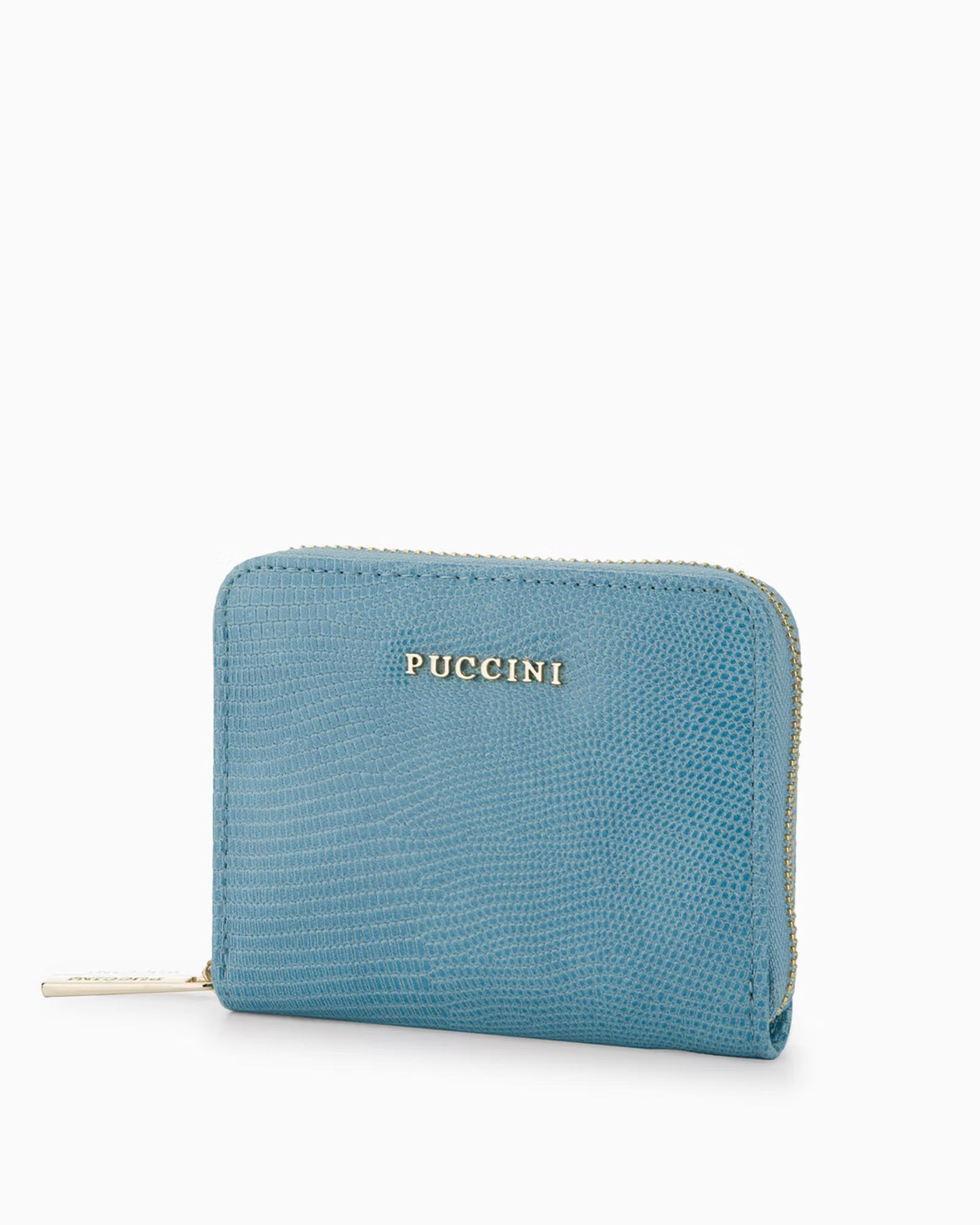 Puccini-Damesportemonnee van eco-leer met lizard-textuur, blauw
