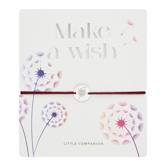 Wenskaart met armband-Little Companion-Paardenbloem-roestvrij staal