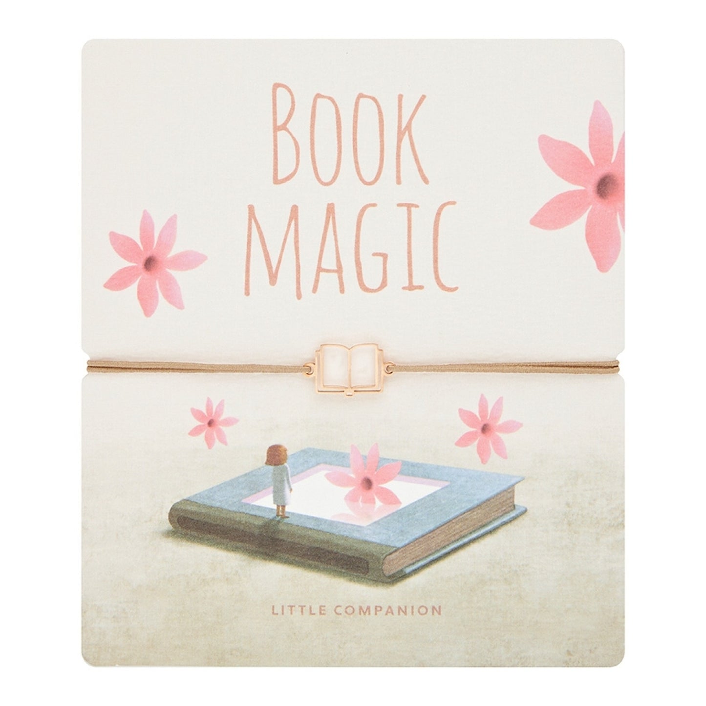 Wenskaart met armband-Little Companion-Boek-Roestvrij staal roséverguld