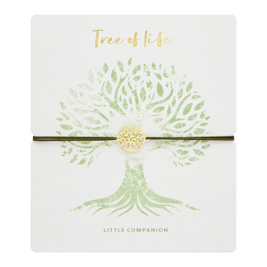 Wenskaart met armband-Little Companion-Levensboom-Roestvrij staal verguld