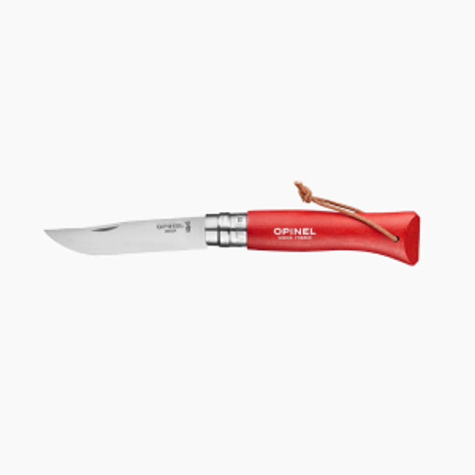 Zakmes N°08, Opinel, Tradition Colorama, RVS/Beukenhout, koord-Rood