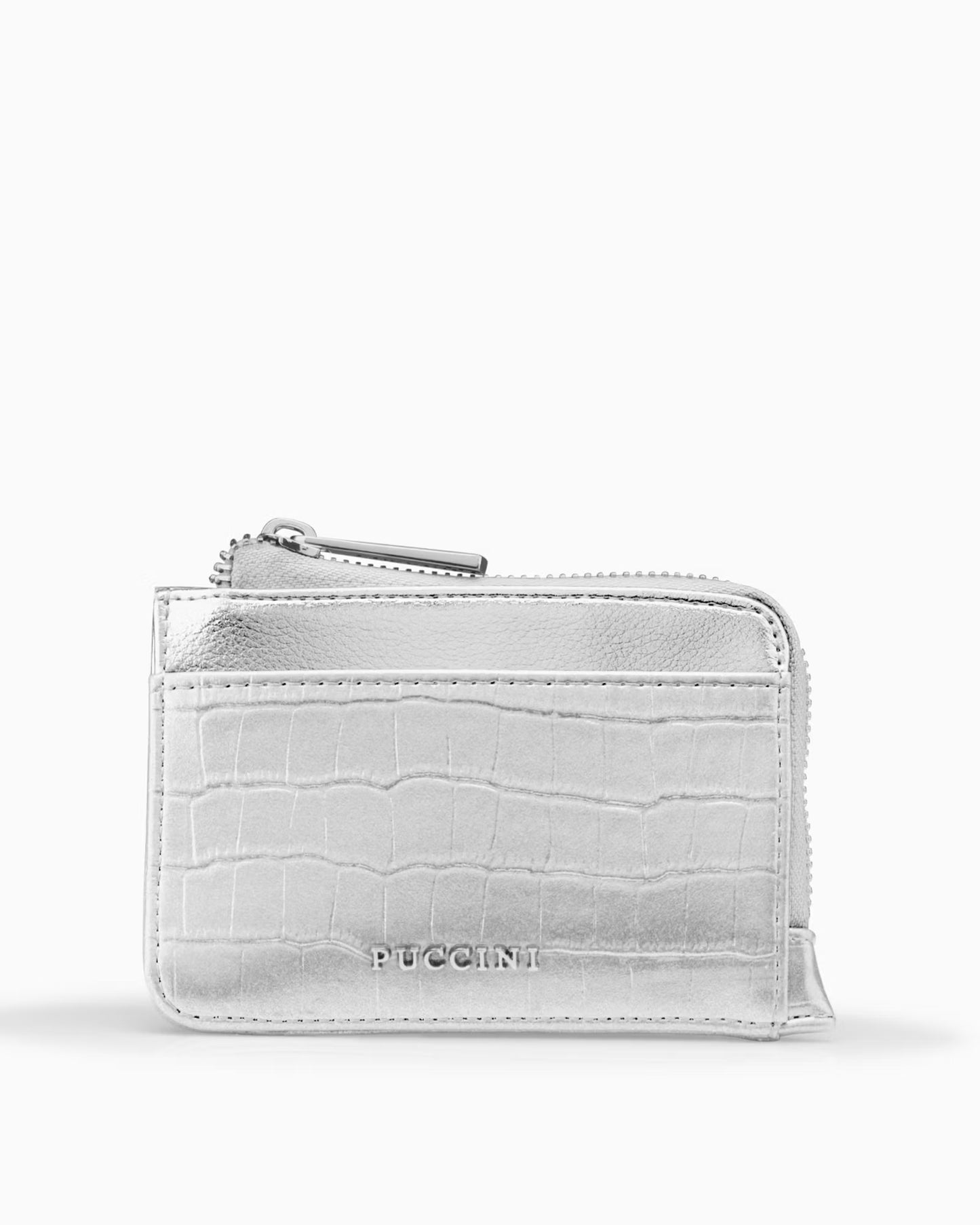 Puccini Small women's wallet in silver croc-look imitation leather