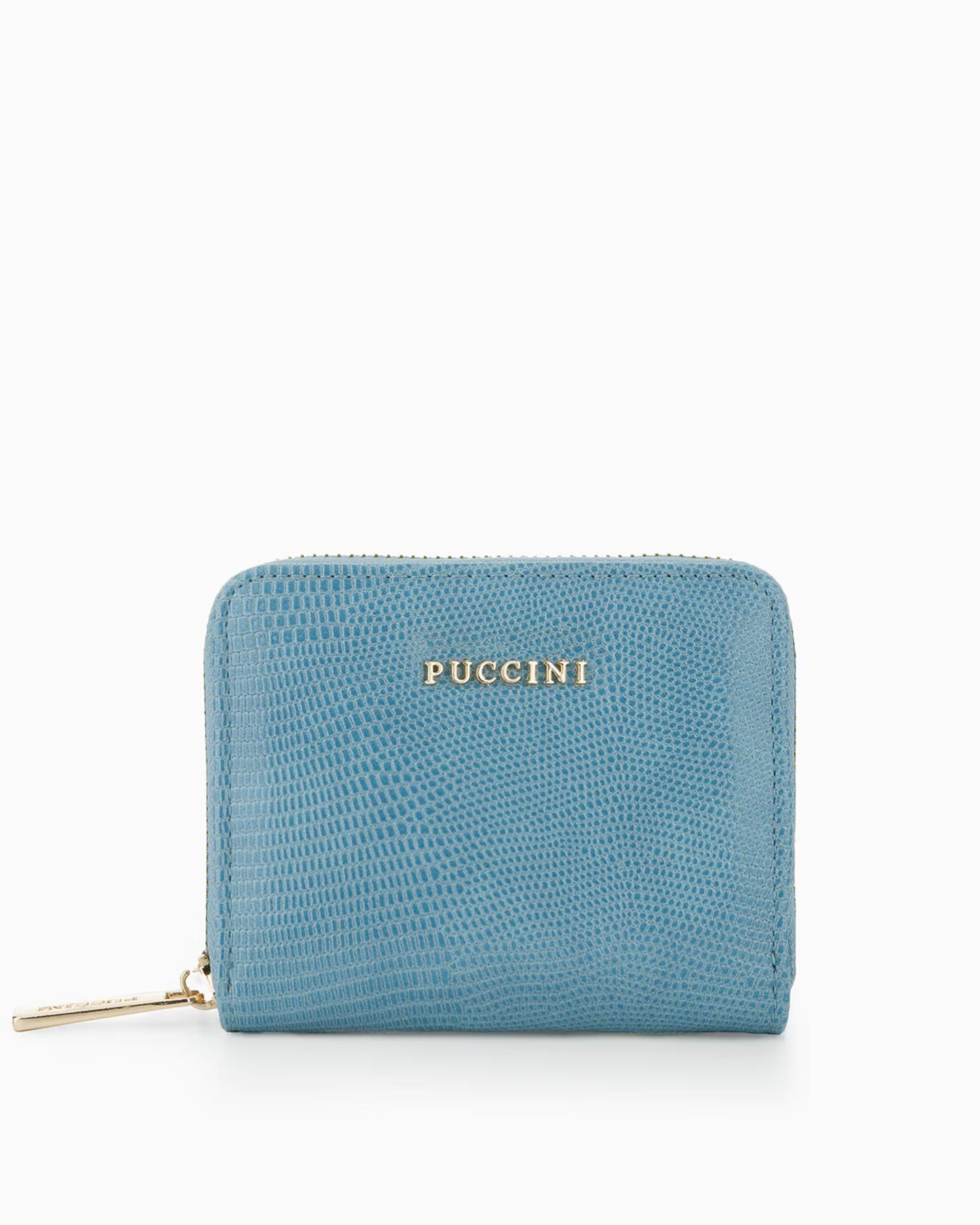 Puccini-Damesportemonnee van eco-leer met lizard-textuur, blauw