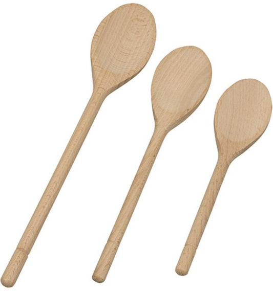 Houten lepel - pollepel - kooklepel - ovaal - set van 3 stuks - 25/30/35 cm - beukenhout