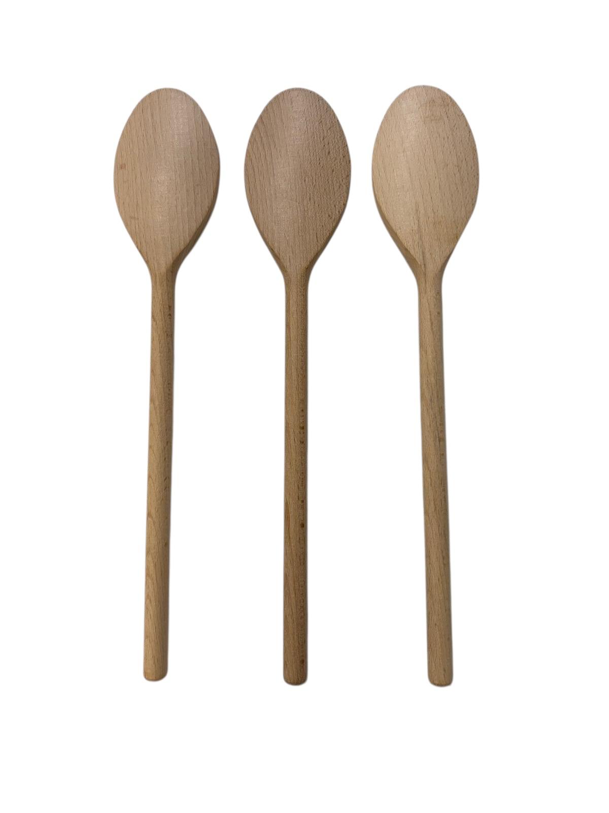 Houten lepel - pollepel - kooklepel - set van 3 stuks - 30 cm - beukenhout