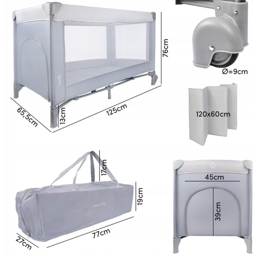 MalPlay-Luno-Reisbedje & Box 2-in-1 – Wieltjes – Inclusief Draagtas