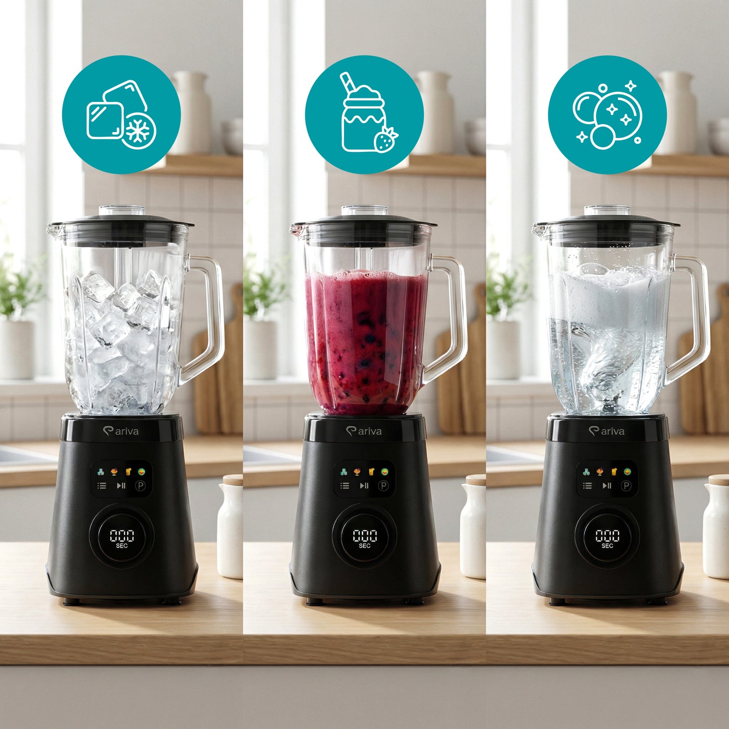 ARIVA-Blender-1500W-1.5L-2 in 1-250G kruidenmolen-Ook voor koffiebonen-Auto clean-RVS