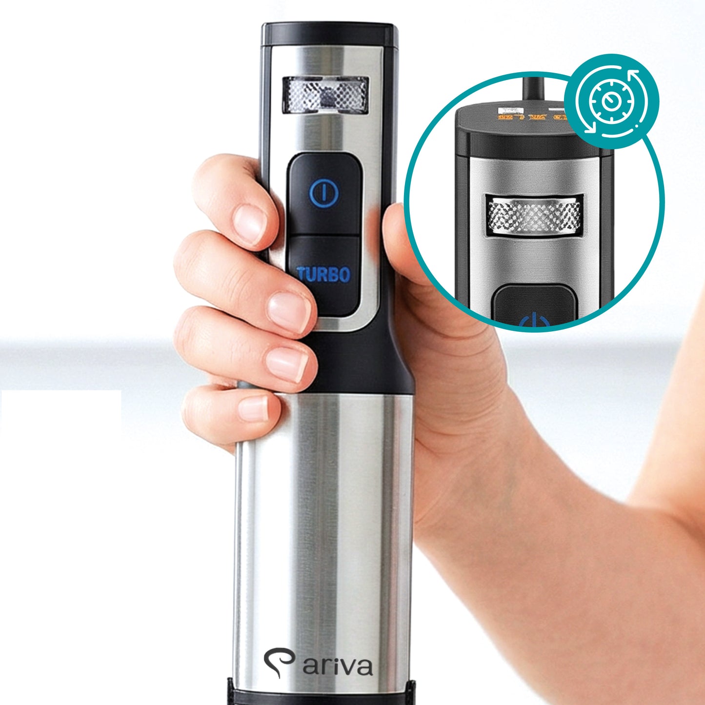 ARIVA-Staafmixer-Led-display-1500W-Mixen, hakken, blenden-Titanium mes-Timer