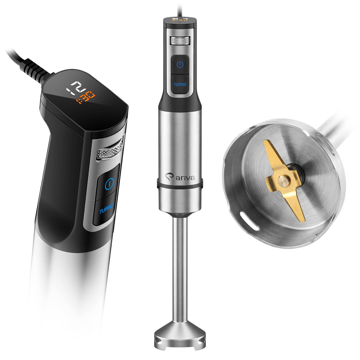 ARIVA-Staafmixer-Led-display-1500W-Mixen, hakken, blenden-Titanium mes-Timer