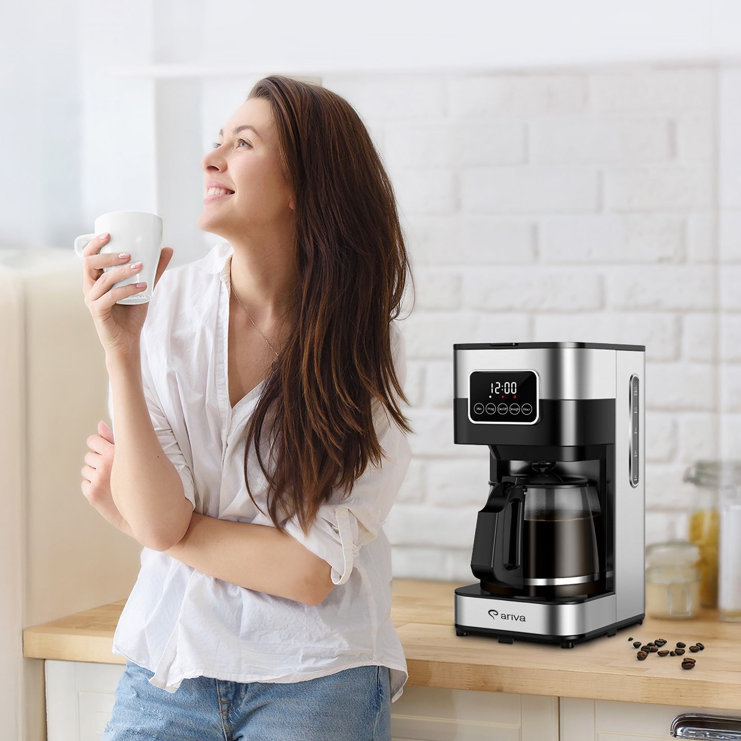 ARIVA-Filter koffiezetapparaat-Touchscreen-1.5L-12 Kops-Programmeerbaar-Warmhoudfunctie-Anti-drup