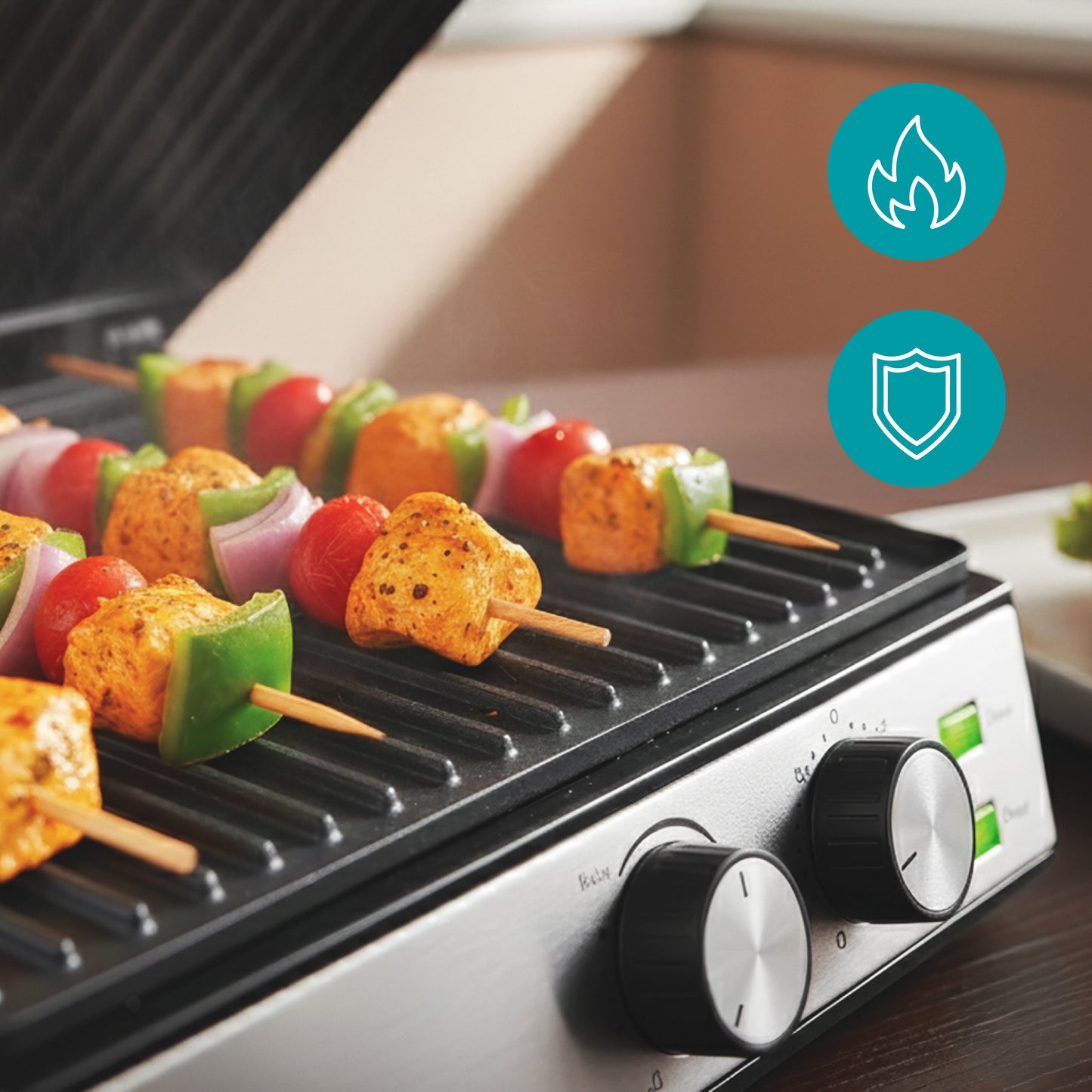 ARIVA Grill-29x24cm-2 in 1-contact grill-table grill-sandwich maker-Ceramic non-stick coating-Timer-2000W