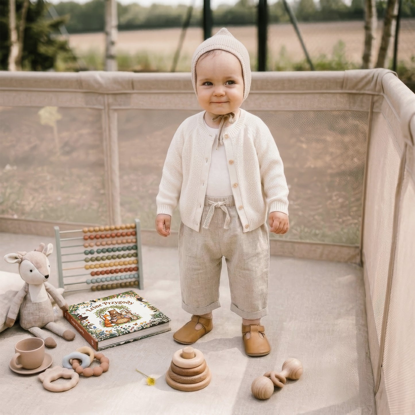 Kidwell-FANKO-babybox-kinderbox-120x180 cm-voor binnen en buiten-beige-ademend gaas-EN71-gecertificeerd-6 tot 36 maanden