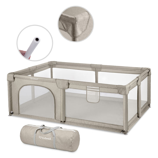 Kidwell-FANKO-babybox-kinderbox-120x180 cm-voor binnen en buiten-beige-ademend gaas-EN71-gecertificeerd-6 tot 36 maanden