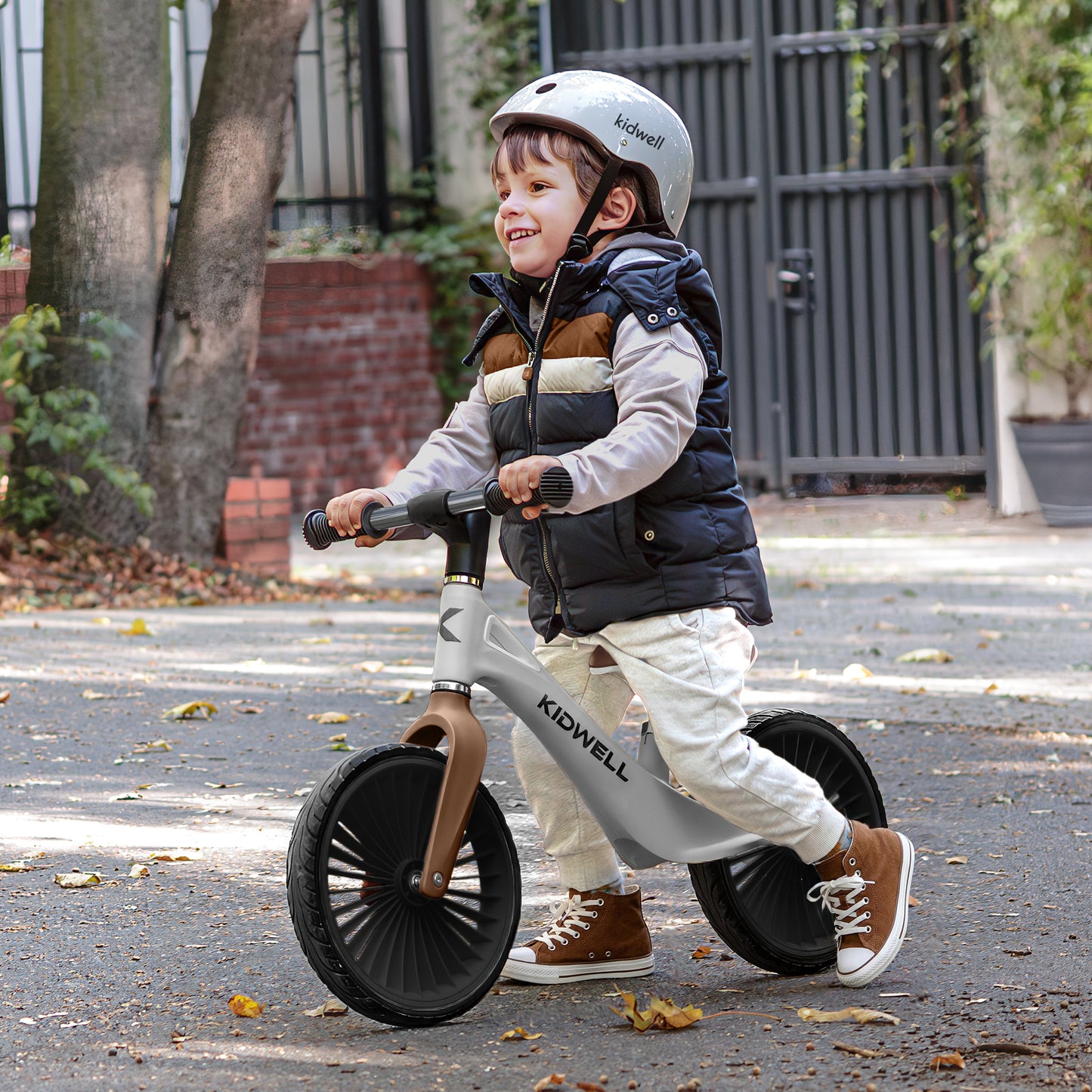 Kidwell-NIX-loopfiets-12 inch-vanaf 2 jaar-Grijs/bruin