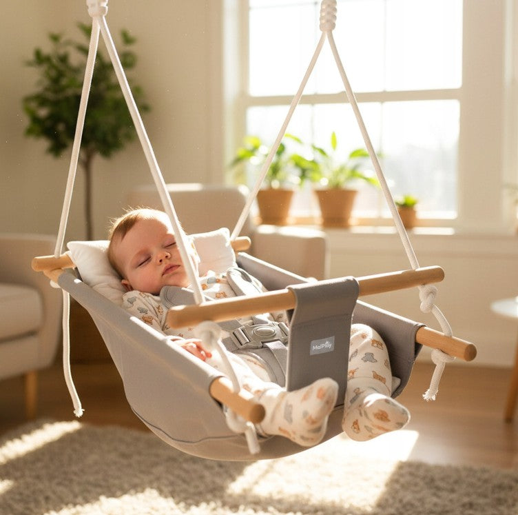 MalPlay-Malo Wave-kinderschommel - babyschommel - wieg - schommelstoel - grijs/wit - schommel