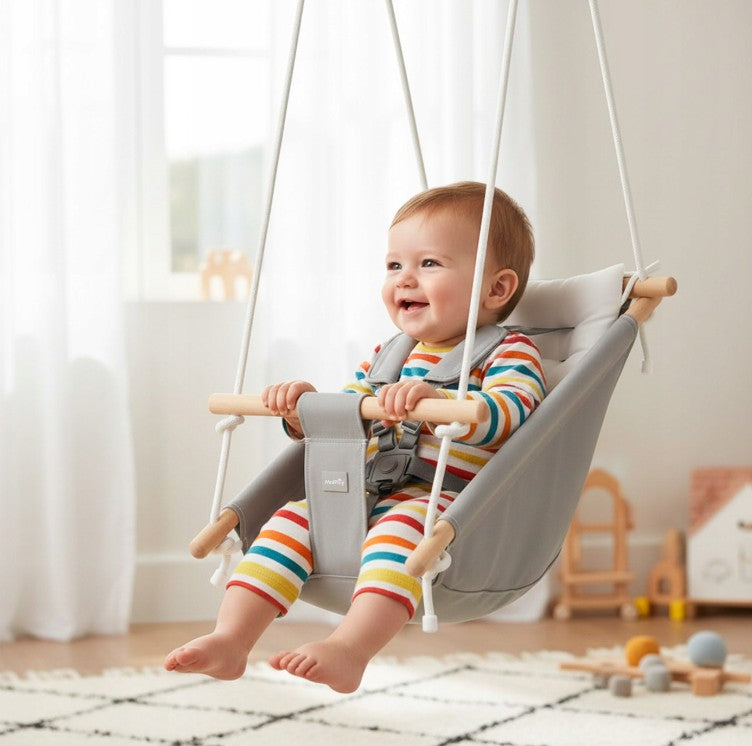 MalPlay-Malo Wave-kinderschommel - babyschommel - wieg - schommelstoel - grijs/wit - schommel