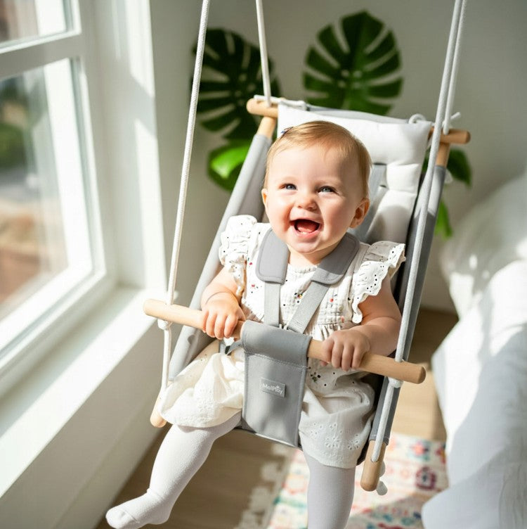 MalPlay-Malo Wave-kinderschommel - babyschommel - wieg - schommelstoel - grijs/wit - schommel