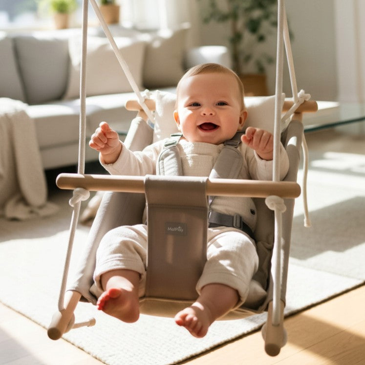 MalPlay-Malo Wave-kinderschommel - babyschommel - wieg - schommelstoel - grijs/wit - schommel