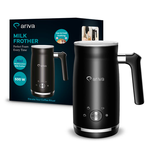 ARIVA-4 in 1-Elektrische melkopschuimer-Schuim voor cappuccino, latte en frappe, warme chocolademelk in 1 minuut