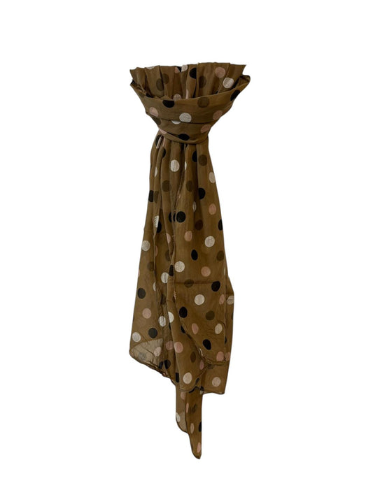 Sjaal-Katoen-Zijde-Italiaans-bruin grote stippen