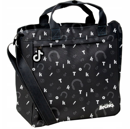BeUniq shoulder bag - 32x30x13 cm - black with musical note print