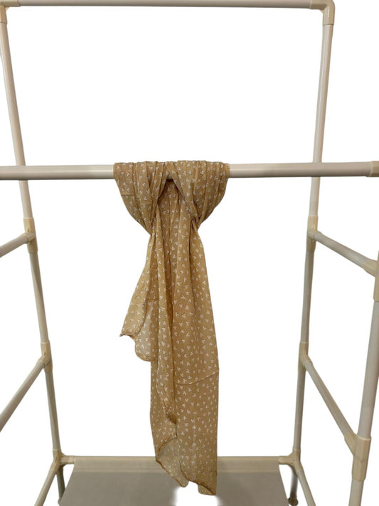 Sjaal-Katoen-Zijde-Italiaans-beige met hartjes