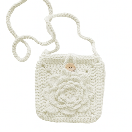 Gehaakte tas met bloem Wit