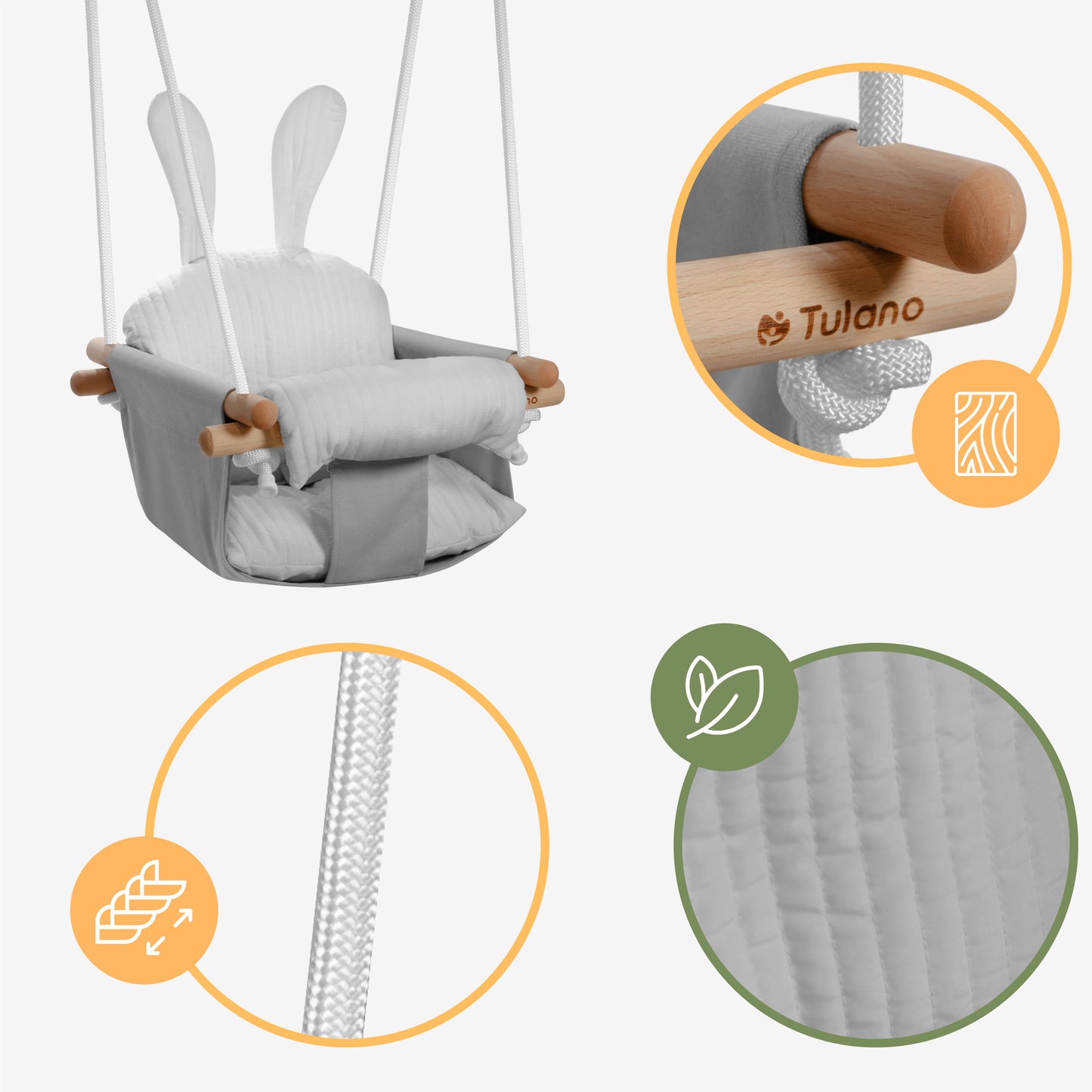 Tulano - babyschommel - schommelstoel - Hop 33 - grijs