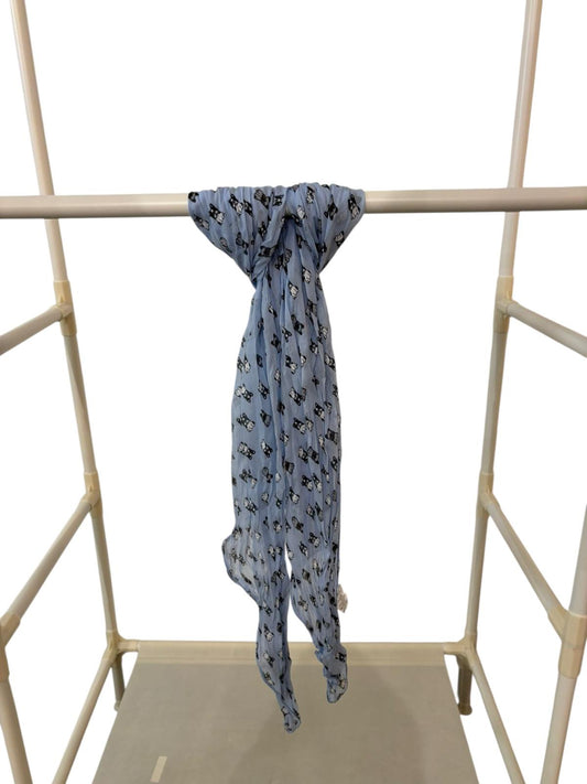 Sjaal-Katoen-Zijde-Italiaans-lichtblauw met hondjes