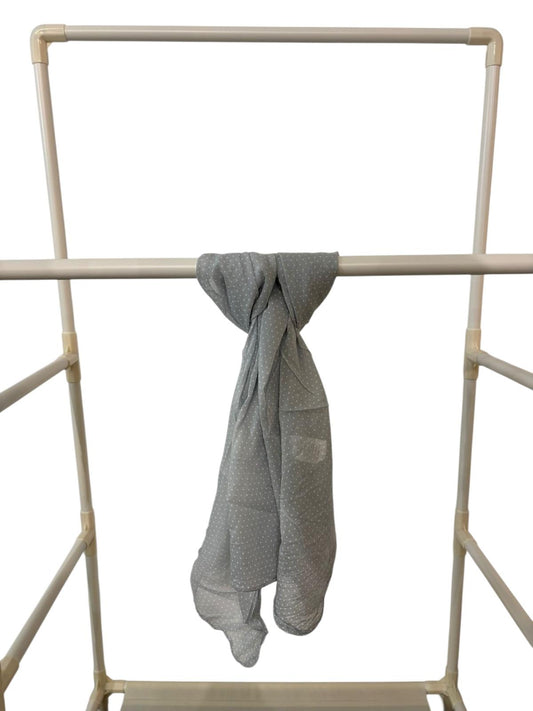 Sjaal-Katoen-Zijde-Italiaans-lichtblauw met witte stippen