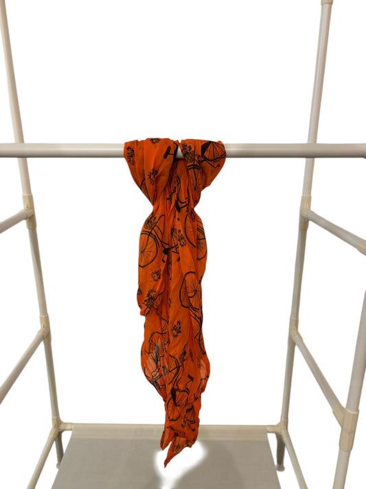 Sjaal-Katoen-Zijde-Italiaans-oranje met fiets